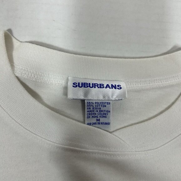 Vintage Suburbans Women White Beaded T-shirt Top Nautical Black Fish Stars Sz M - Picture 5 of 5